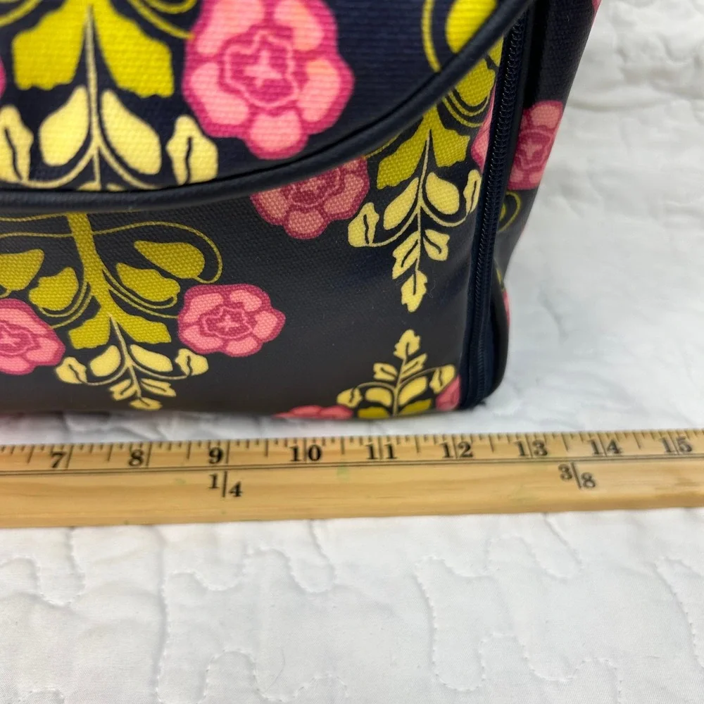 Petunia Pickle Bottom Seville Backpack Diaper Bag Navy Pink Floral Glazed Canvas